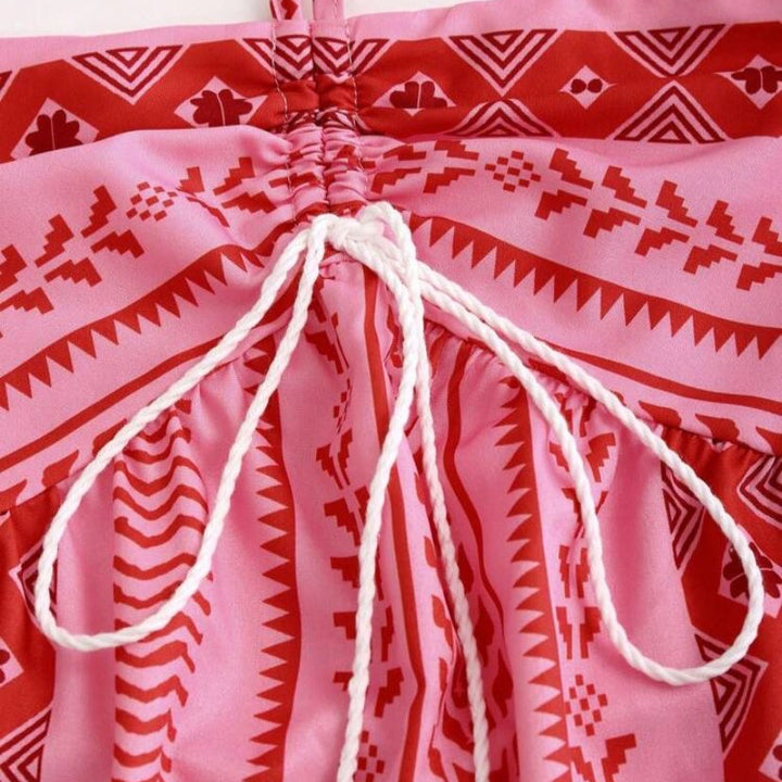 Vestido Boho Tribal com Estampa de Borlas