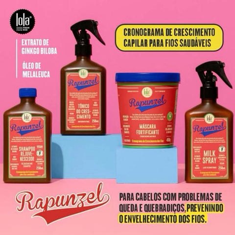 Kit Lola Rapunzel Completo – Shampoo, Máscara, Tônico, Milk + Brinde Óleo Argan Oil