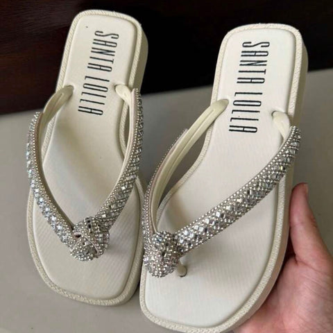 Sandália feminina com Nó Bico Quadrado